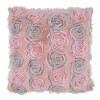 SARO 17 in. Square Throw Pillow Cover with Rose Wedding Cake Design Rose