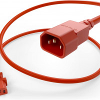 UNC Group PWRC13C1410FRED POWER CORD C13 - C14, 18AWG, 10AMP, 250V, SVT JACKET, RED, 10FT, IEC C13 TO IEC
