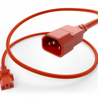 UNC Group PWRC13C1401FRED POWER CORD C13 - C14, 18AWG, 10AMP, 250V, SVT JACKET, RED, 1FT, IEC C13 TO IEC C