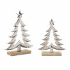 Metal Christmas Tree with Wood Base (Set of 2)