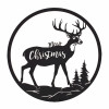 Cut Metal Merry Christmas Deer Plaque 16"D