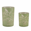 Frosted Floral Bird Candle Holder (Set of 2)