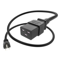 UNC Group PWCD-515PC19-15A-10F-BLK POWER CORD 5/15P TO C19, 14AWG, 15AMP, 125V, SJT JACKET, BLACK, 10FT, 5-15P - C1