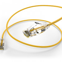 UNC Group CS6-06I-YLW CLEARFIT SLIM CAT6 28AWG PATCH CABLE, SNAGLESS, YELLOW 6 INCH, HIGH DENSITY CAT6