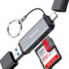 VegGieg SD Card Reader, Dual Connector USB 3.0/USB C Memory Reader Adapter - Supports TF, Micro SD, Compatible with MacBook Pro, Air, iPad Galaxy S21 etc.