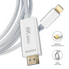 VegGieg 6.6FT/2M USB C to HDMI Cable 4K, Anti-Interference Gold-Plated Plugs, Aluminum Type-C to HDMI Cord - Thunderbolt 3 and 4 Compatible for iPhone 15 Series, MacBook, iMac, iPad Pro, Galaxy, Surface, Dell, HP