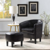 Convenience Concepts Take a Seat Churchill Accent Chair with Ottoman Black