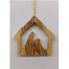 Earthwood 2 in. Olive Wood Stable with Nativity Ornament