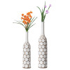 Uniquewise 7 x 33.5 in. Carved Divot Bubble Design with Tall Neck Decorative Contemporary Floor Vase White - Set of 2