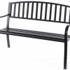 Gardenised 34 x 50 x 24.5 in. Steel Garden Cast Iron Frame Patio Lawn Yard Decor Park Bench Black