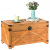 Vintiquewise 17.75 x 31.50 x 16 in. Barn Design Large Decorative Farmhouse Wooden Storage Trunk Chest Brown