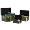 Vintiquewise 13 x 23.25 x 14 in. Faux Leather Storage Trunk Black - Set of 3