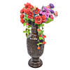 Uniquewise 9 x 24 in. Round Antique Decorative Mango Wood Table Flower Vase with Unique Textured Pattern Brown