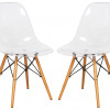 LeisureMod 32.40 in. Dover Molded Side Chair Clear - Set of 2