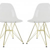 LeisureMod 32 x 18.40 x 17 in. Cresco Molded Eiffel Side Chair with Gold Base Clear - Set of 2