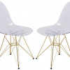 LeisureMod 32 x 18.40 x 17 in. Cresco Molded Eiffel Side Chair with Gold Base Clear - Set of 4