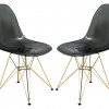 LeisureMod 32 x 18.40 x 17 in. Cresco Molded Eiffel Side Chair with Gold Base Transparent Black - Set of 2