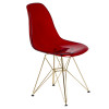 LeisureMod 32 x 18.40 x 17 in. Cresco Molded Eiffel Side Chair with Gold Base Transparent Red