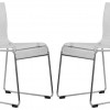 LeisureMod 32.40 in. Lima Modern Acrylic Chair Clear - Set of 2