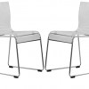 LeisureMod 32.40 in. Lima Modern Acrylic Chair Clear - Set of 4