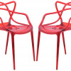 LeisureMod 32.5 x 21 x 17.5 in. Milan Modern Wire Design Chair Red - Set of 2