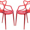 LeisureMod 32.5 x 21 x 17.5 in. Milan Modern Wire Design Chair Red - Set of 4