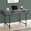 Monarch Specialities 48 in. Gray Stone Look Computer Desk Black Metal