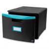 Storex STX Single-Drawer Mobile Filing Cabinet, Black & Teal - 14.75 x 18.25 x 12.75 in.