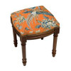 123 Creations Bird Needlepoint Upholstered Vanity Stool Wood Stain