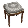 123 Creations Grey Bee Upholstered Wooden Vanity Stool Wood Stain