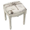 123 Creations Dragonfly Study Upholstered Wooden Vanity Stool Antique White