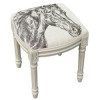 123 Creations Horse Upholstered Wooden Vanity Stool Antique White