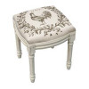 123 Creations Rooster Upholstered Wooden Vanity Stool Antique White