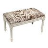 123 Creations Brown Faux Bois Upholstered Wooden Bench Antique White