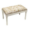 123 Creations Tan Faux Bois Upholstered Wooden Bench Antique White
