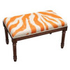 123 Creations Orange Zebra Stripe Upholstered Wooden Bench Wood Stain