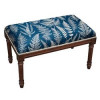 123 Creations Blue Fern Upholstered Wooden Bench Wood Stain