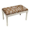 123 Creations Caramel Fern Upholstered Wooden Bench Antique White