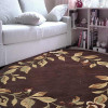 Glitzy Rugs 8 x 8 in. Hand Tufted Wool Round Area Rug Floral Brown