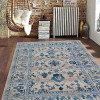 Glitzy Rugs 10 x 13 ft. Machine Woven Crossweave Polyester Oriental Rectangle Area Rug, Ivory & Blue