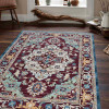 Glitzy Rugs 5 ft. x 7 ft. 10 in. Machine Woven Crossweave Polyester Oriental Rectangle Area Rug Red