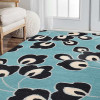 Glitzy Rugs 9 x 12 ft. Hand Tufted Wool Floral Rectangle Area Rug Blue
