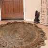 Glitzy Rugs 6 ft. 7 in. x 6 ft. 7 in. Hand Woven Jute Eco-Friendly Oriental Round Area Rug Natural