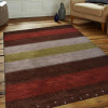 Glitzy Rugs 6 ft. 7 in. x 9 ft. 10 in. Hand Knotted Gabbeh Wool Contemporary Rectangle Area Rug, Brown & Silver