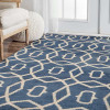 Glitzy Rugs 5 x 8 ft. Hand Knotted Wool Geometric Rectangle Area Rug, Blue & Beige