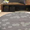 Glitzy Rugs 8 x 8 ft. Hand Tufted Wool Floral Round Area Rug, Beige & White