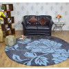 Glitzy Rugs 8 x 8 ft. Hand Tufted Wool Floral Round Area Rug, Grey & Blue