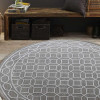 Glitzy Rugs 8 x 8 ft. Hand Knotted Sumak Silk & Wool Geometric Round Area Rug, Beige & White