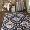 Glitzy Rugs 6 x 9 ft. Hand Knotted Sumak Wool Floral Area Rug Black White
