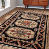 Glitzy Rugs 6 x 9 ft. Hand Knotted Afghan Wool & Silk Kazak Rectangle Area Rug, Black & Cream